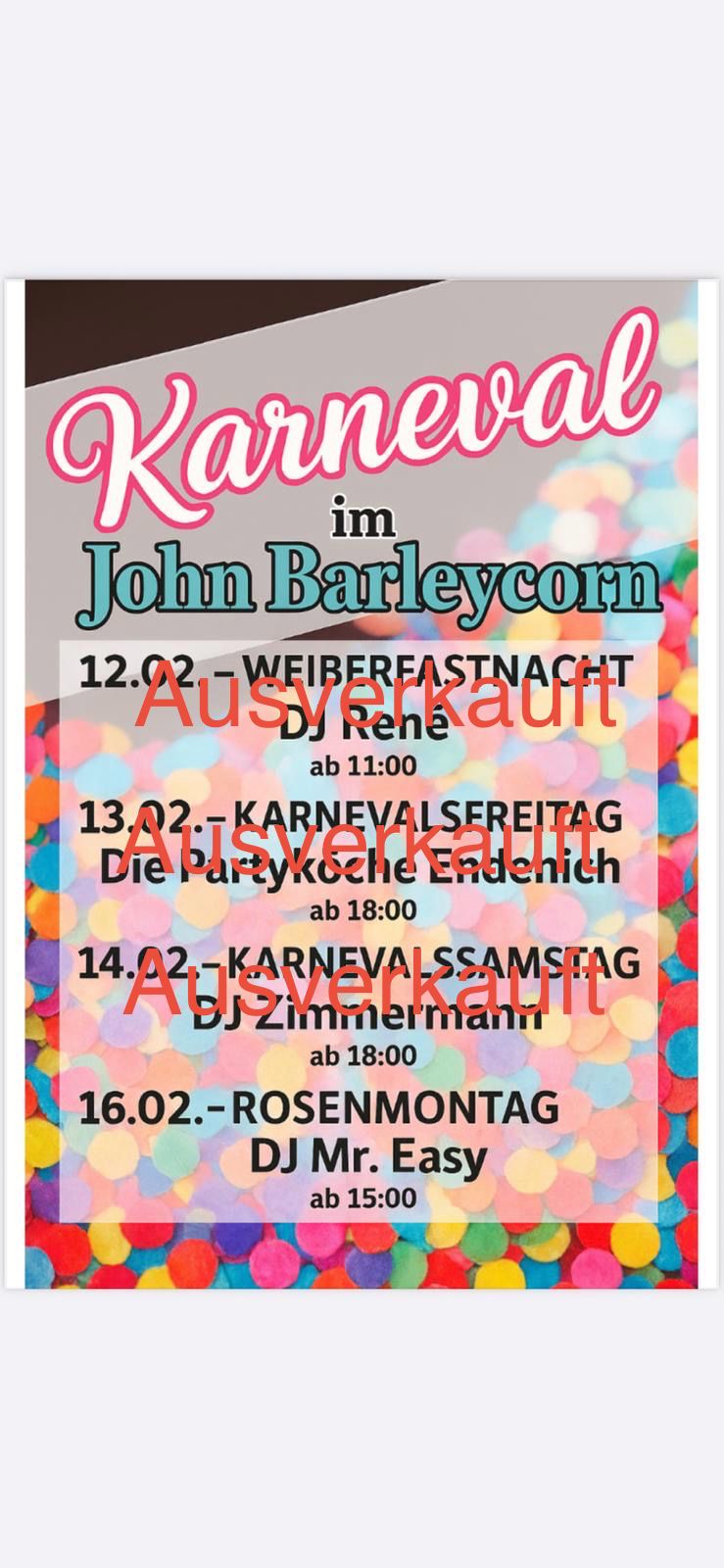 Karneval ausverkauf